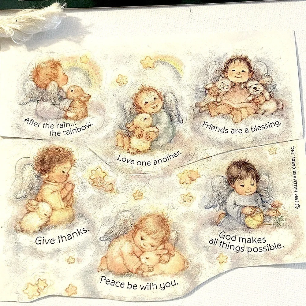 Vintage Judy Gibson Cherubs Bookmark & 1994 Cherub Stickers Collectible Set of 2